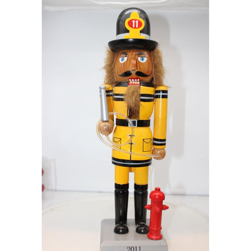 Wooden Nutcracker - Fireman in Yellow Turnouts